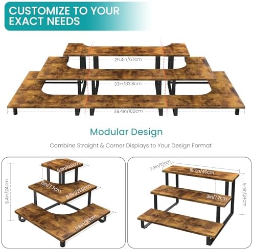 ELITEROO 3 Tier Wooden Display Riser Stand for Vendors