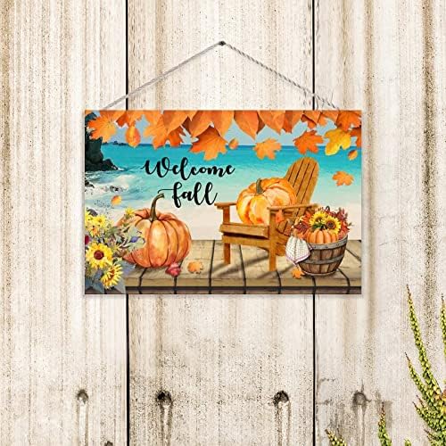 Welcome Fall Sign Wooden Pumpkin Decor Vertical Wall Sign
