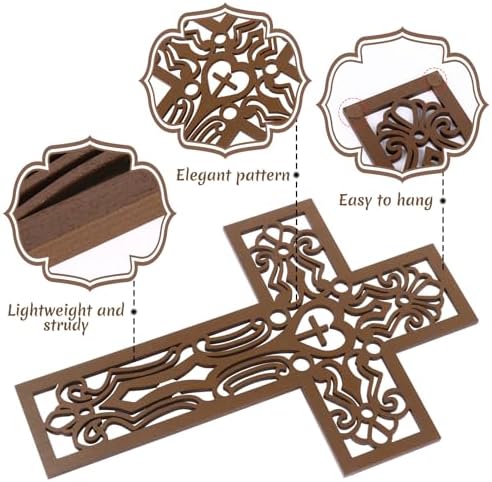 Bnesi 3 Pcs Wooden Cross Wall Decor Brown Crosses