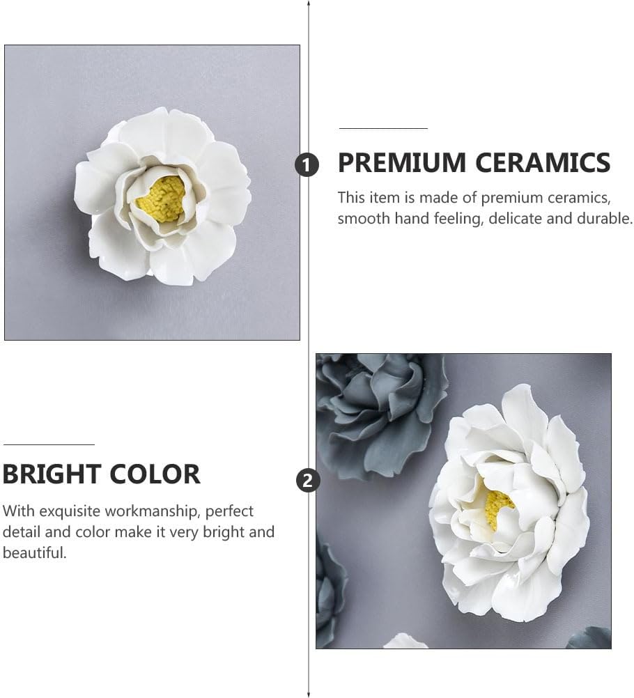 Beavorty 3D Ceramic Flower Wall Art Decor