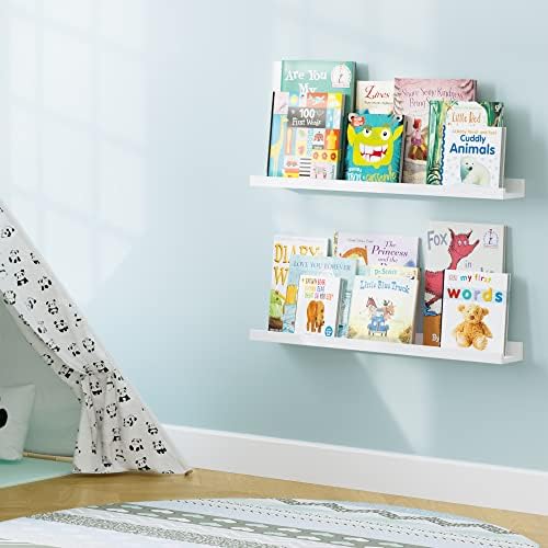 Wallniture Denver Floating Shelves Set of 2 White Bookshelf Frames