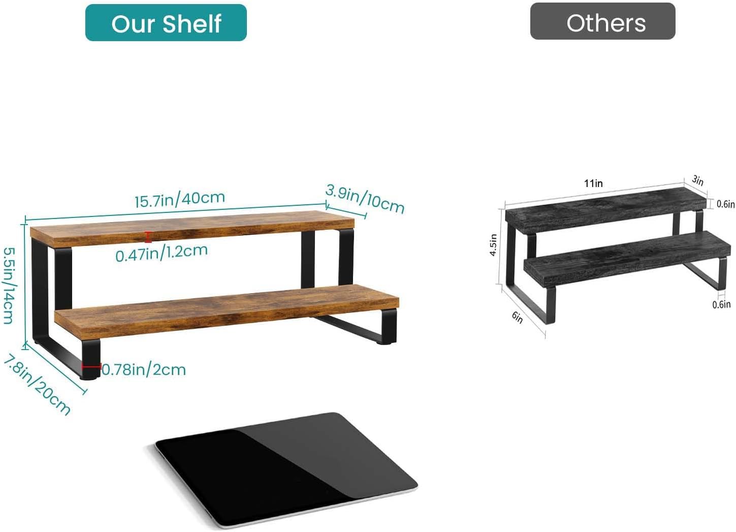 ELITEROO 2 Tier Wooden Display Riser Stand