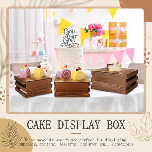 Nitial 4 Pcs Wood Display Risers for Cupcakes and Desserts