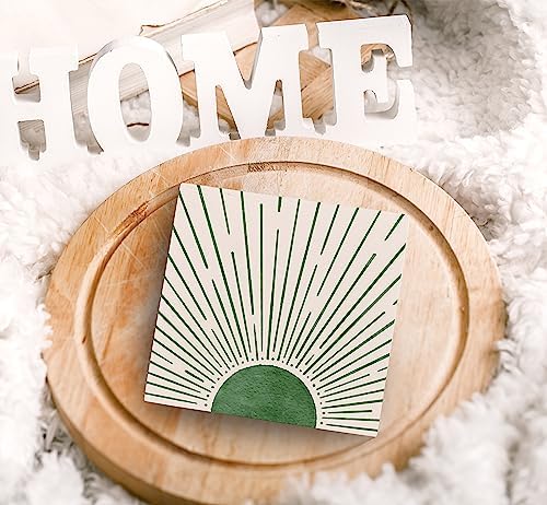 SRADMO Abstract Boho Green Wood Box Sign Decor