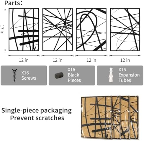 Art3dwallpanels Black Abstract Wall Art 4 Pack