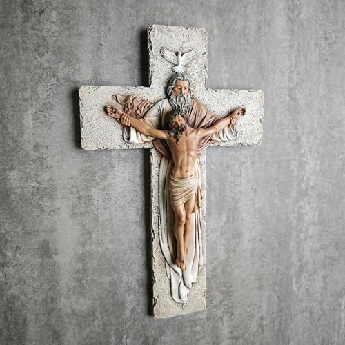BC Catholic Holy Trinity Crucifix Wall Cross 95 High Inspiring Religious Sculpture