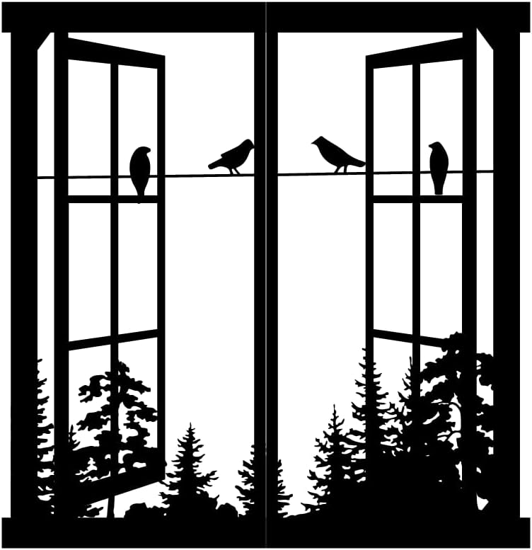 Resama Black Metal Wall Decor with Birds and Windows