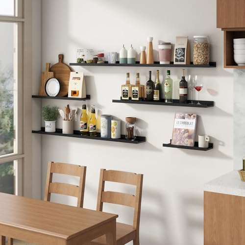 Modern Black Floating Shelf Set of 4 24 Inches Long