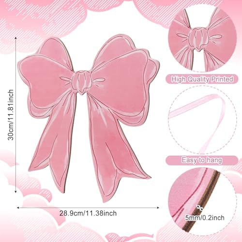 Pink Bow Wooden Wall Hanging Sign Coquette Bow Decor