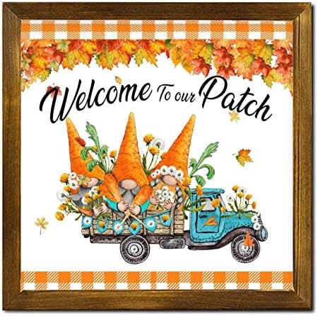 Welcome to Our Patch Blue Truck Framed Wooden Sign 12x12 inch