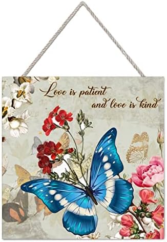 Farmhouse Wall Decor Love Is Patient Wood Plank Sign 16x16