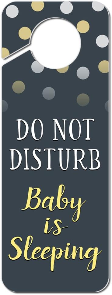 Do Not Disturb Baby is Sleeping Yellow Door Knob Hanger Sign
