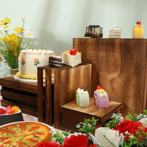 Nitial 4 Pcs Wood Display Risers for Cupcakes and Desserts