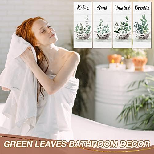 Tatuo 4 Piece Green Bathroom Wall Decor Signs