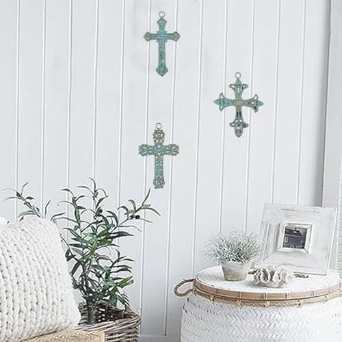 3 Pcs Cast Iron Crosses Wall Decor Set