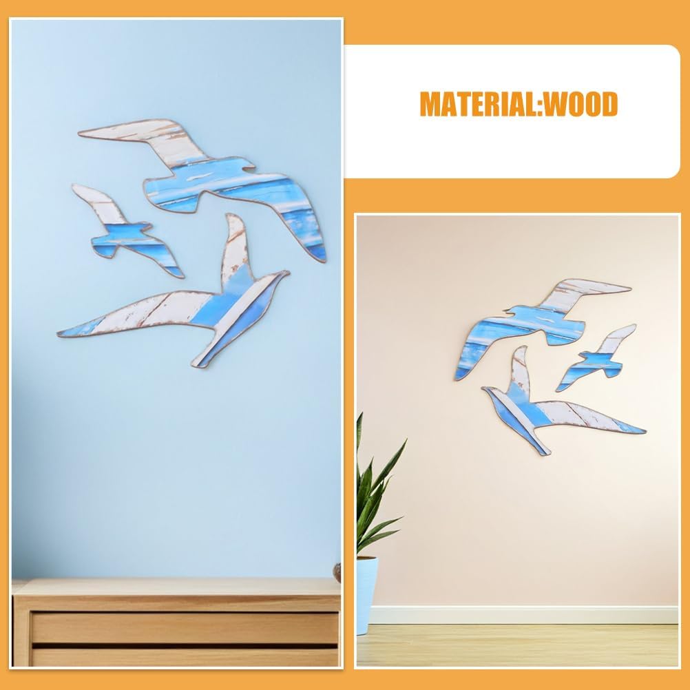 Toyvian 6pcs Wooden Seagull Wall Hanging