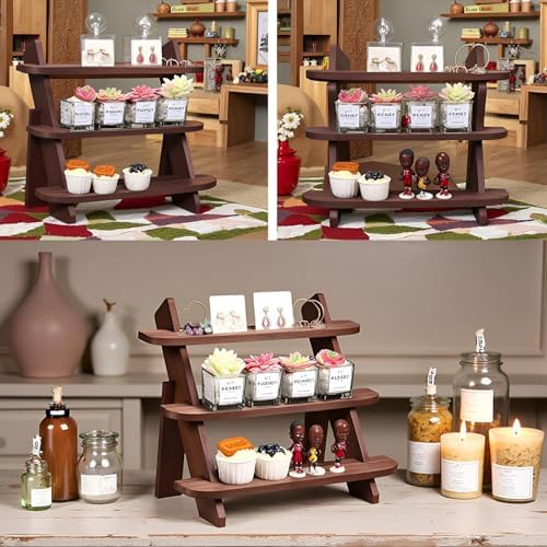 Wooden 3 Tier Display Riser for Earrings Rings