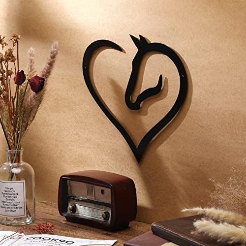Sturdy Metal Horse Heart Wall Decor Black