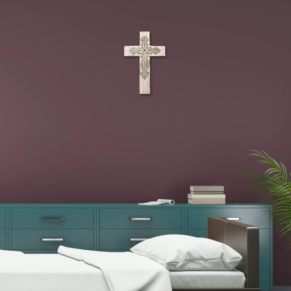 Comfy Hour Layered Wall Cross in White Wood