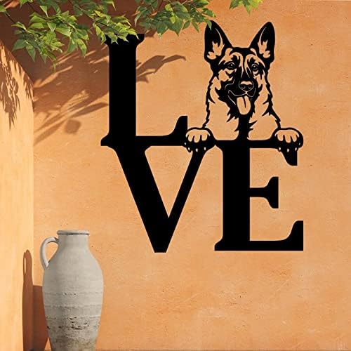 Love with Dog Cutout 14in Metal Wall Sign
