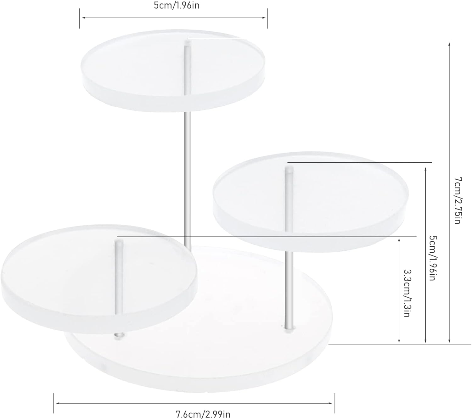 Mini Acrylic Display Riser 3 Tier Round Ring Stand