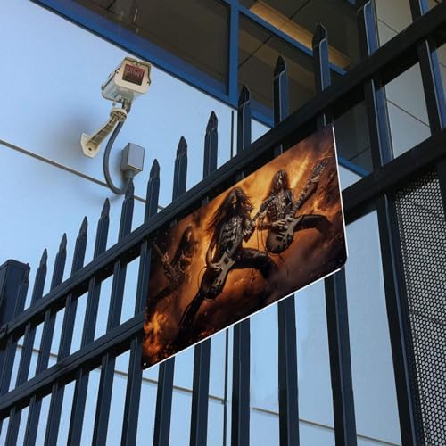 Blazing Metal Guitar Wall Art Sign 12x16inch