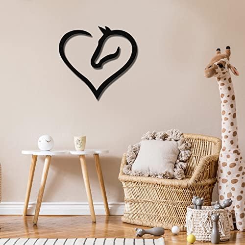 Sturdy Metal Horse Heart Wall Decor Black