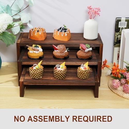 3-Tier Wooden Cupcake Stand with Display Risers