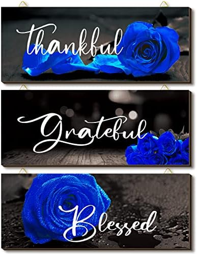Hillban 3 Piece Rose Wooden Wall Decor Signs