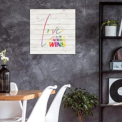 Gay and Lesbian Wood Sign Pride Wall Art 12x12 Rainbow Plaque