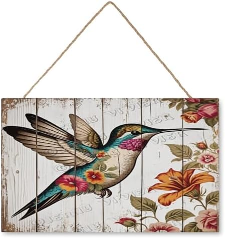 Spring Summer Hummingbird Door Sign 10x16 Welcome Decor 1