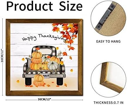 Happy Thanksgiving Pumpkin Plaid Truck Wooden Wall Sign