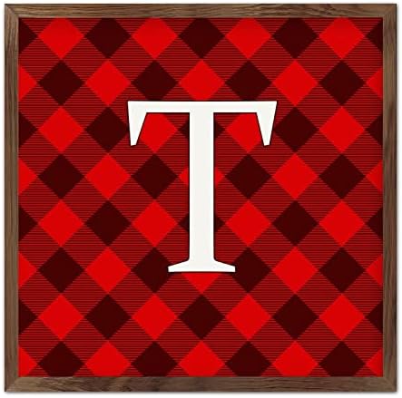 Wadcall Rustic Wall Art Initial Letter T Wooden Plaque Sign 12x12 Inch
