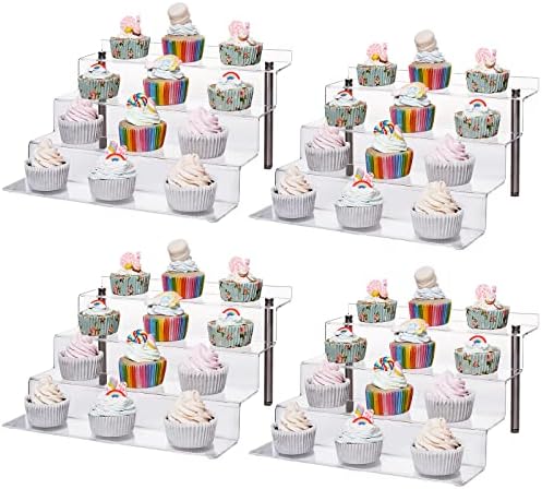 CECOLIC 4 Tier Acrylic Display Riser Stand Large 4 Pack