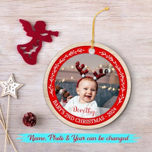 Personalized Babys 2nd Christmas Ceramic Ornament 2025