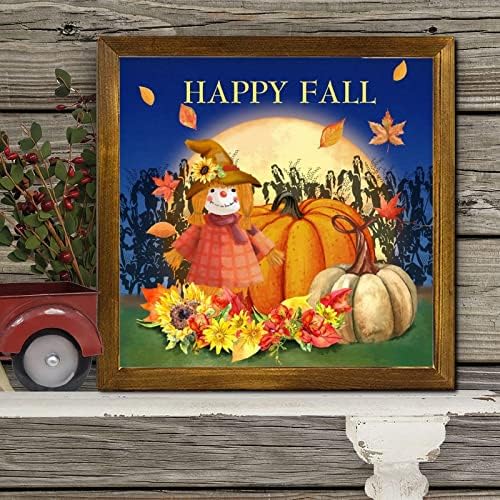 Thanksgiving Fall Pumpkin Wood Sign Scarecrow Moon