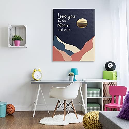Stupell Industries Love You to Moon Canvas Wall Art Blue 1