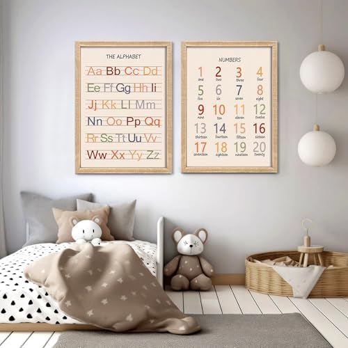 Cute Alphabet Numbers Framed Wall Art Set of 2 1