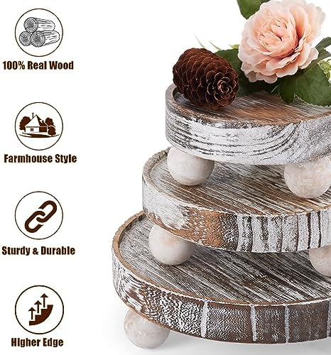 3PCS Wood Risers Decor Mini Stool Display Stand Farmhouse Style