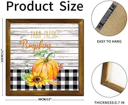 Farm Fresh Pumpkin Wooden Framed Sign 12x12 inch