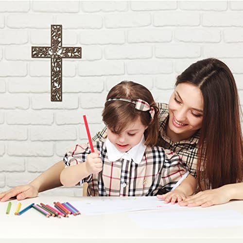 Yookeer Wall Hanging Wooden Cross Flower Decor