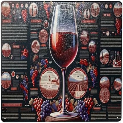 Sommelier S Choice Red Wine Guide Metal Tin Sign Wall Art 8x8inch