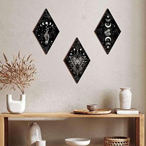 Ferraycle 3 Pcs Rustic Boho Moon Wall Art