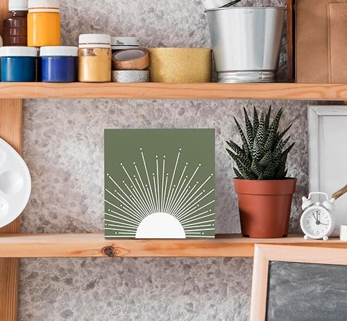 SRADMO Abstract Boho Green Wood Box Sign Decor 1