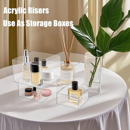 Cliselda 6Pcs Clear Acrylic Display Risers for Buffet Tables