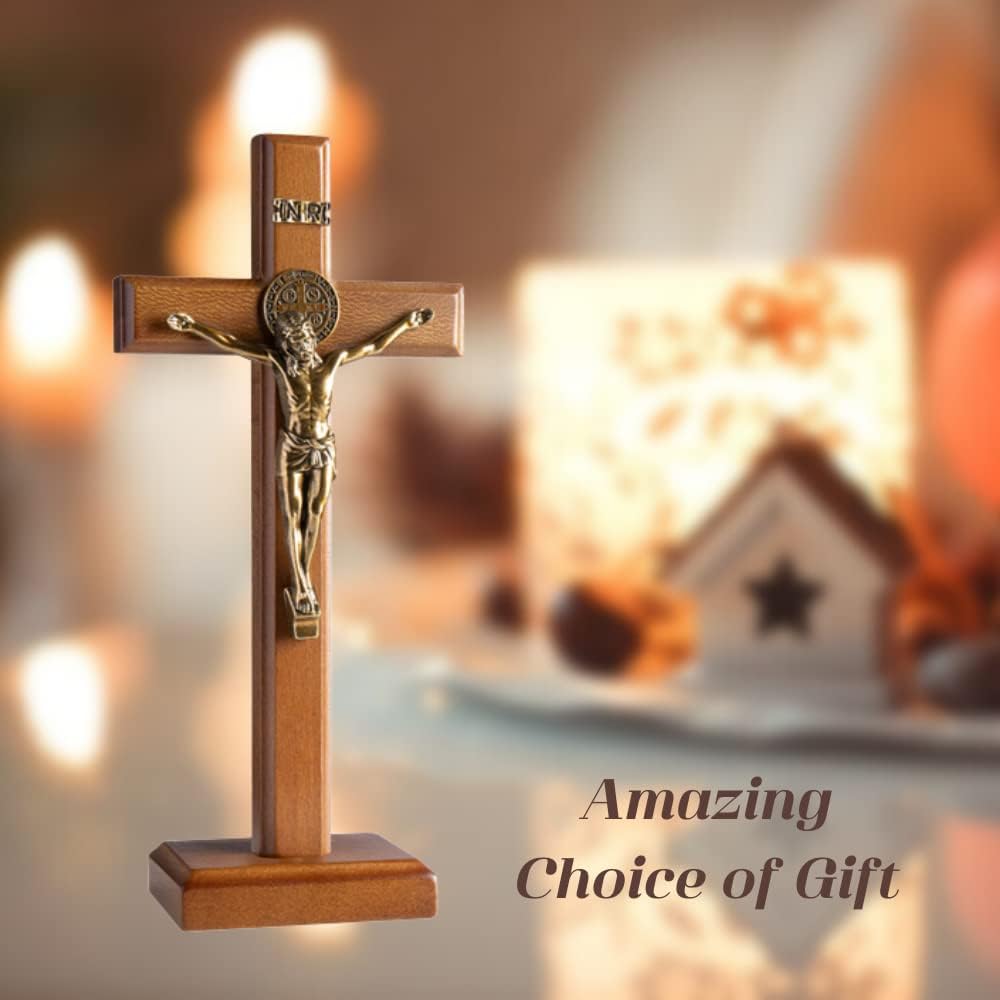 KUXBET 107 Inch Wooden Wall Cross with Stand