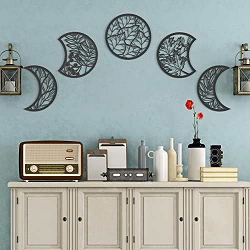 Jetec 5 Pcs Moon Phase Wall Art Decor