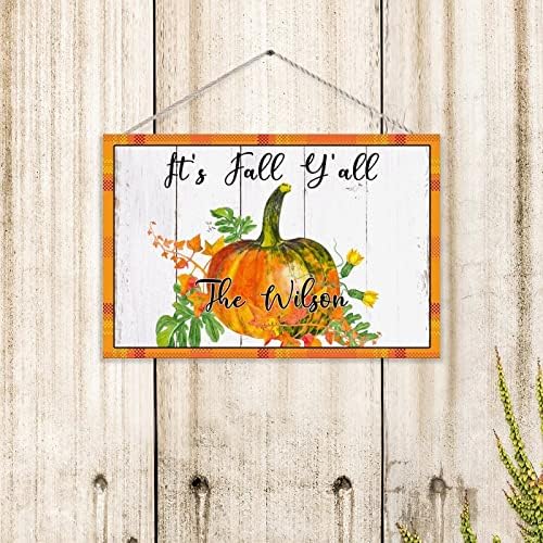 Personalized Wood Sign Fall Pumpkin Its Fall Yall Door Welcome Sign