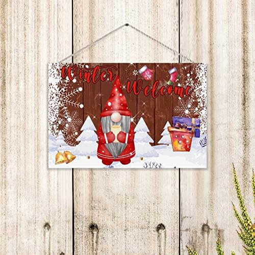 TEANFUN Winter Gnome Door Sign Wall Pediment