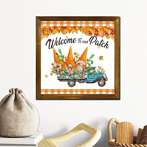 Welcome to Our Patch Blue Truck Framed Wooden Sign 12x12 inch
